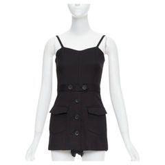 RED VALENTINO grenouillère cargo à bretelles en coton noir IT36 XXS