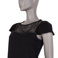RED VALENTINO algodón negro LACE PANEL CAP SLEEVE JERSEY Dress S