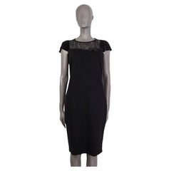 RED VALENTINO black cotton LACE PANEL CAP SLEEVE JERSEY Dress S