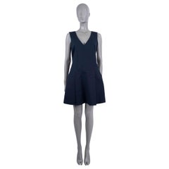 RED VALENTINO black cotton SLEEVELESS V-NECK PLEATED Dress M