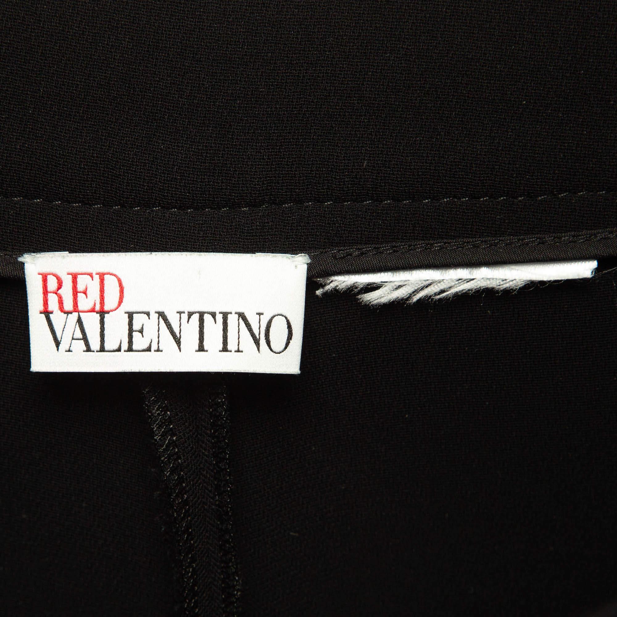 Women's RED Valentino Black Crepe Scallop Skirt Effect Shorts M For Sale