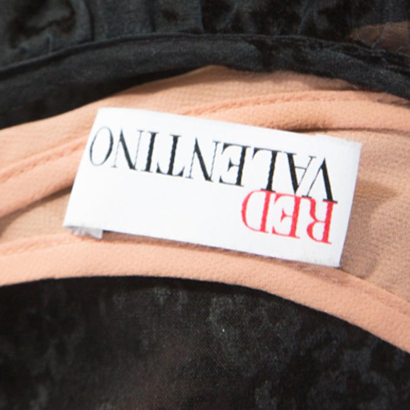 Valentino - Robe courte en organza noir à fleurs dévorées, taille S Pour femmes en vente