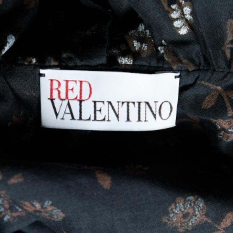 RED Valentino Noir Top sans manches en coton imprimé floral M. Pour femmes en vente