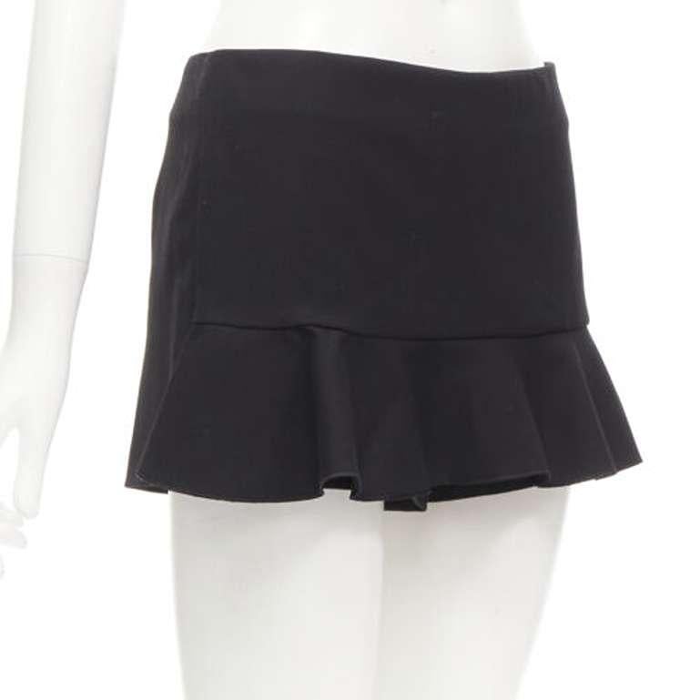 Black RED VALENTINO black frilly ruffle hem mid rise shorts skirts skorts IT38 XS For Sale