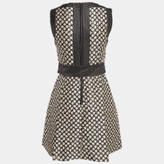 RED Valentino Black/Gold Floral Jacquard Belted Mini Dress S