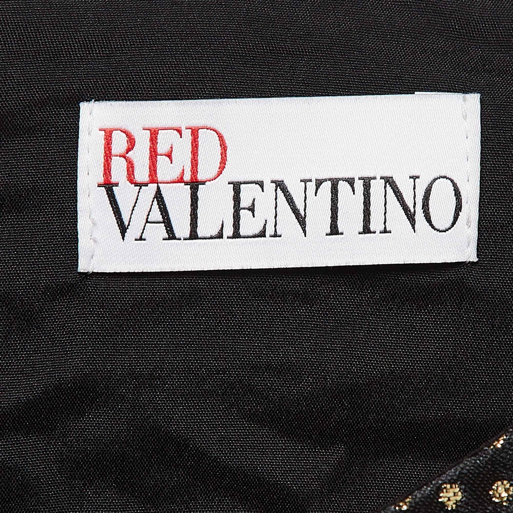Valentino - Mini-robe ceinturée en jacquard à fleurs noires/or S Excellent état - En vente à Dubai, Al Qouz 2
