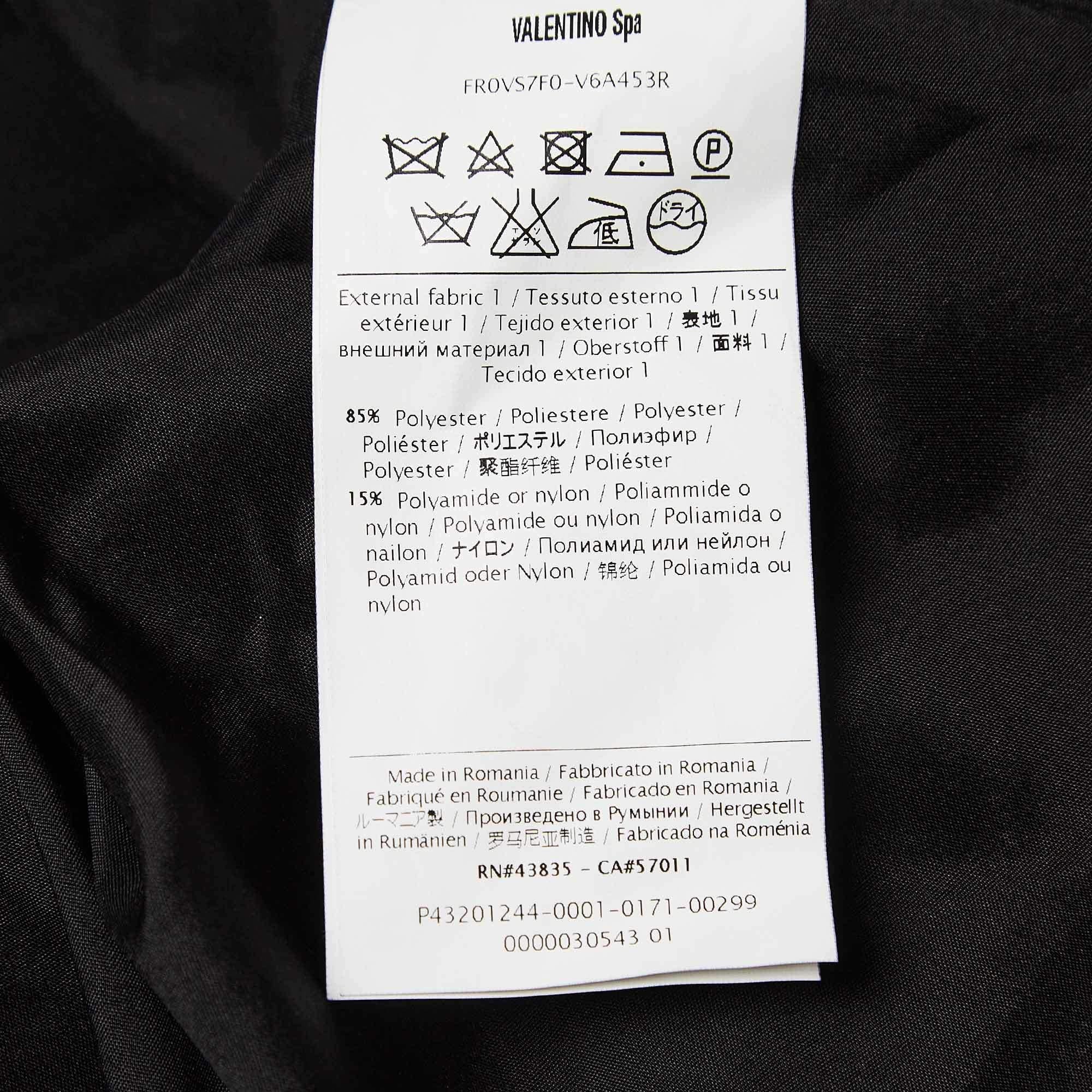 Valentino - Mini-robe ceinturée en jacquard à fleurs noires/or S Pour femmes en vente
