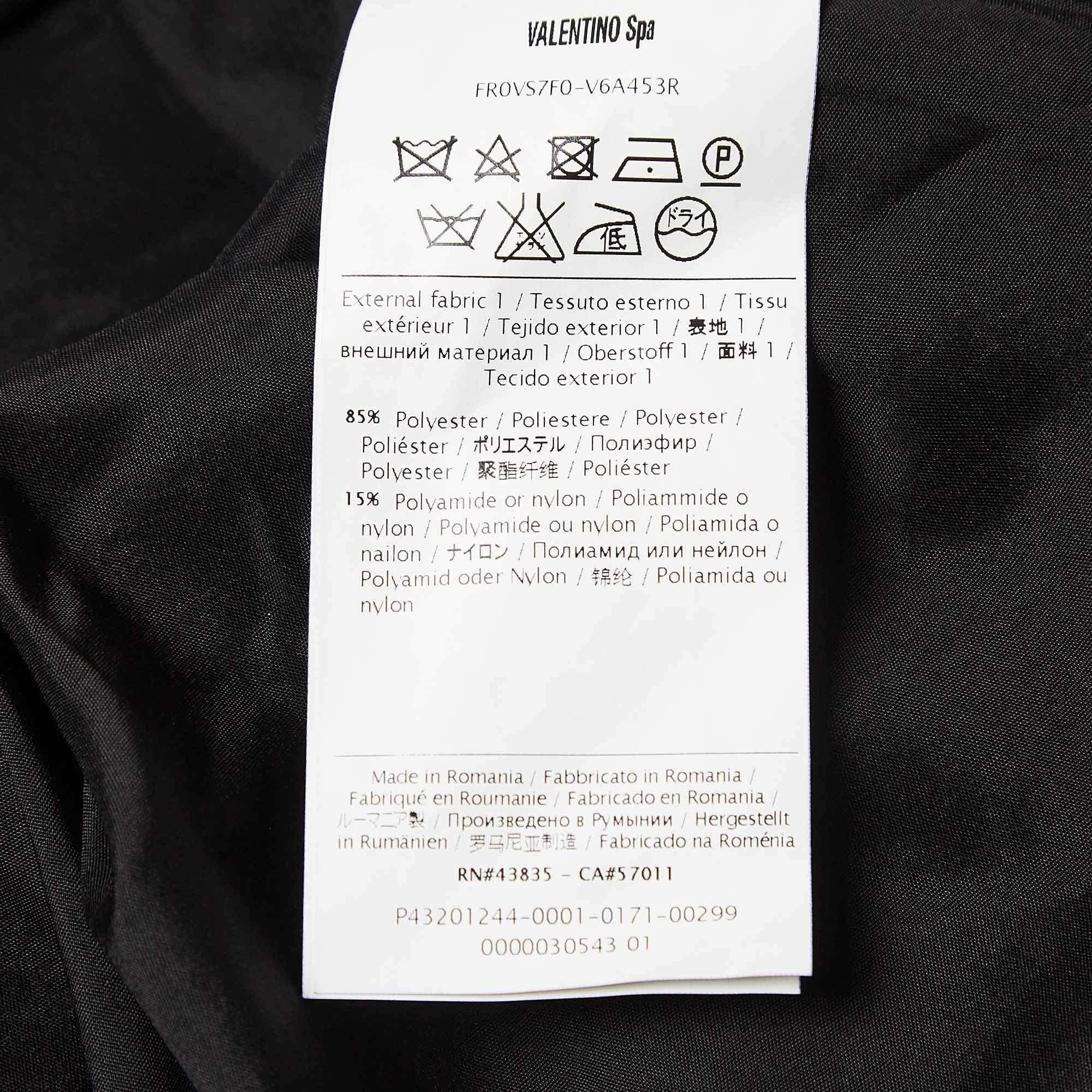 Valentino - Mini-robe ceinturée en jacquard à fleurs noires/or S en vente 1