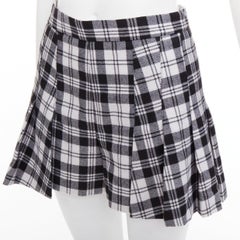 RED VALENTINO black grey 100% virgin wool checked tartan mini skort IT38 XS