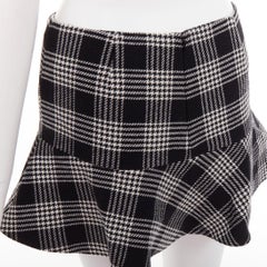 RED VALENTINO nero grigio pied de poule con stampa a balze mini skort IT38 XS