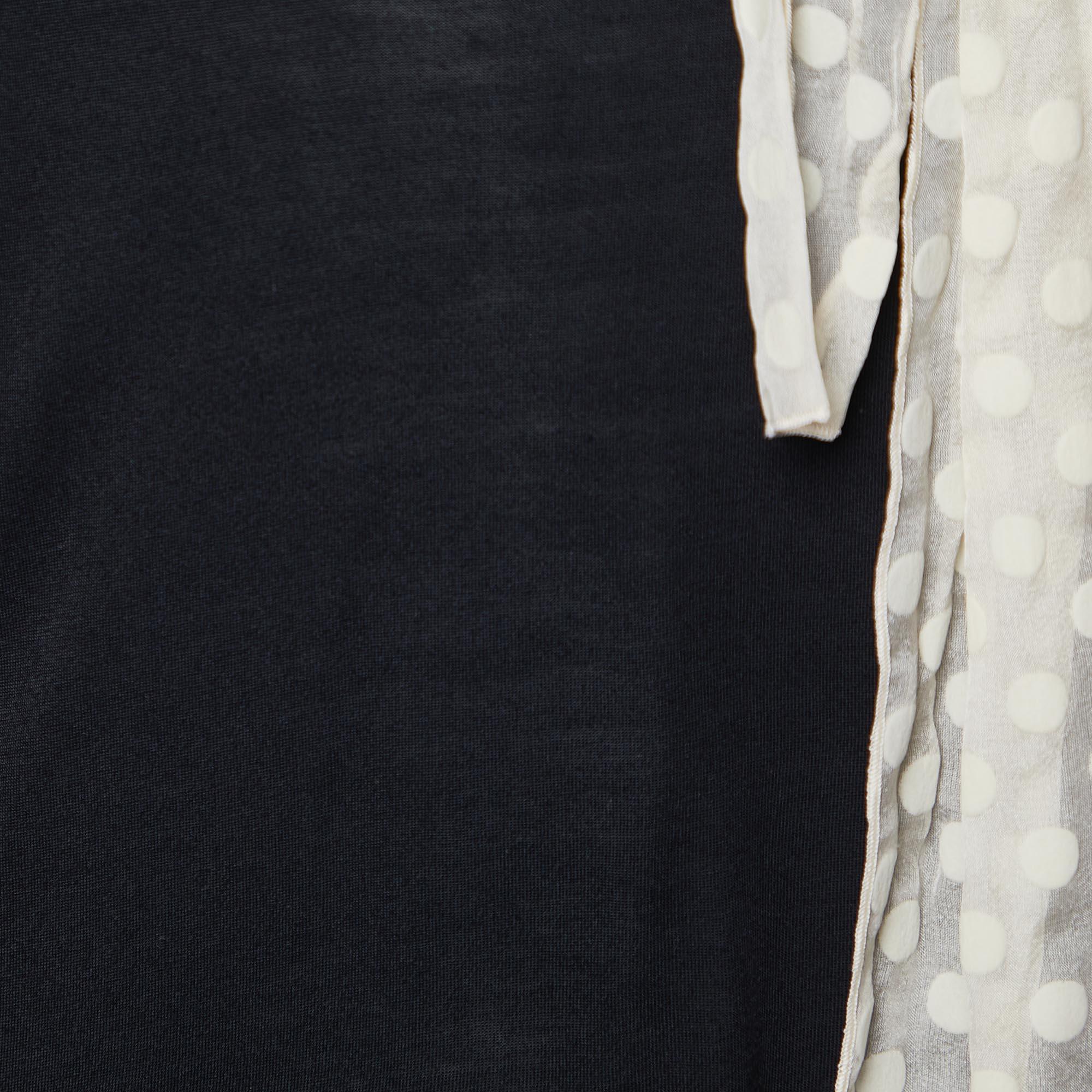 Red Valentino Black Jersey Contrast Bow Detail Raw Edged Top S In Good Condition For Sale In Dubai, Al Qouz 2