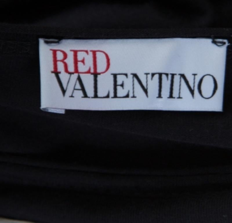 Valentino Jersey nero con dettaglio fiocco a contrasto Raw Edges Top XS in vendita 1