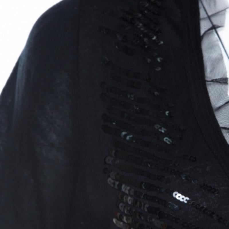 S.I.V.A. Top in maglia nera con paillettes e pizzo con scollo a V. in vendita 1