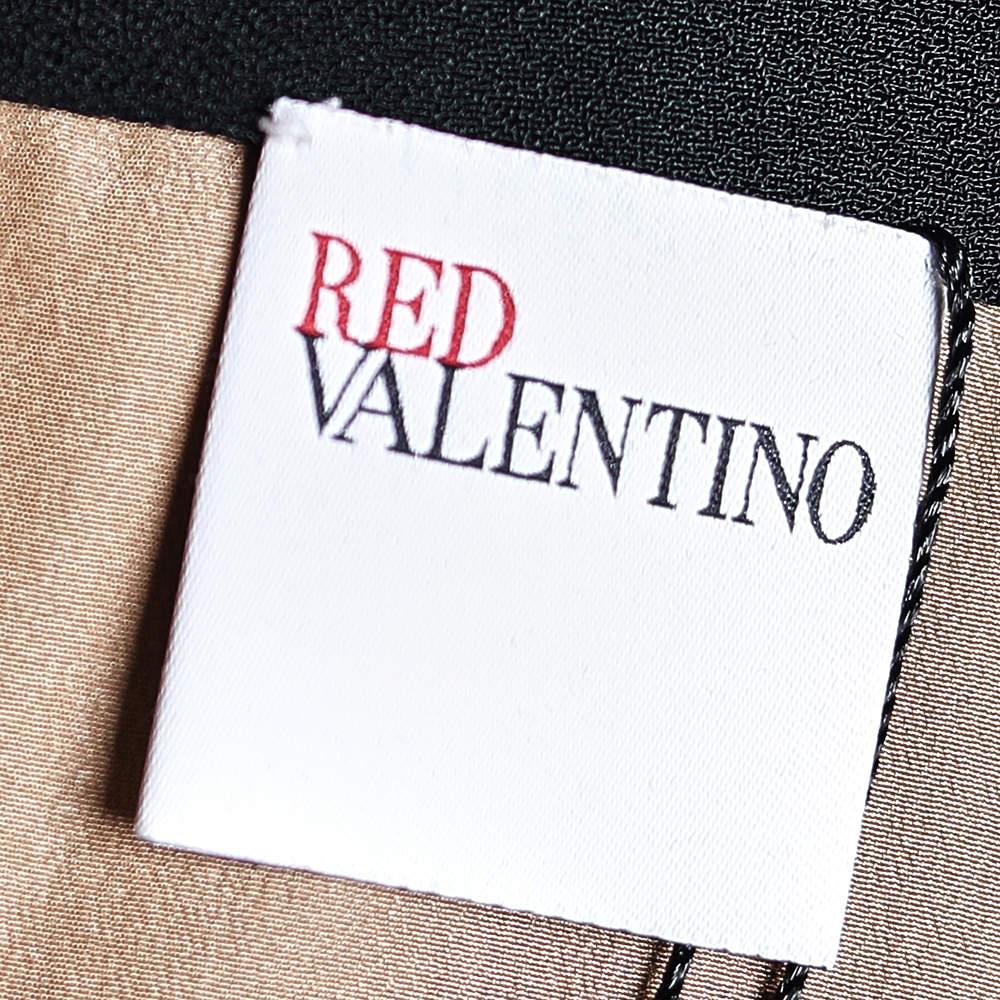 Women's RED Valentino Black Lace & Crepe Paneled Midi Dress L For Sale