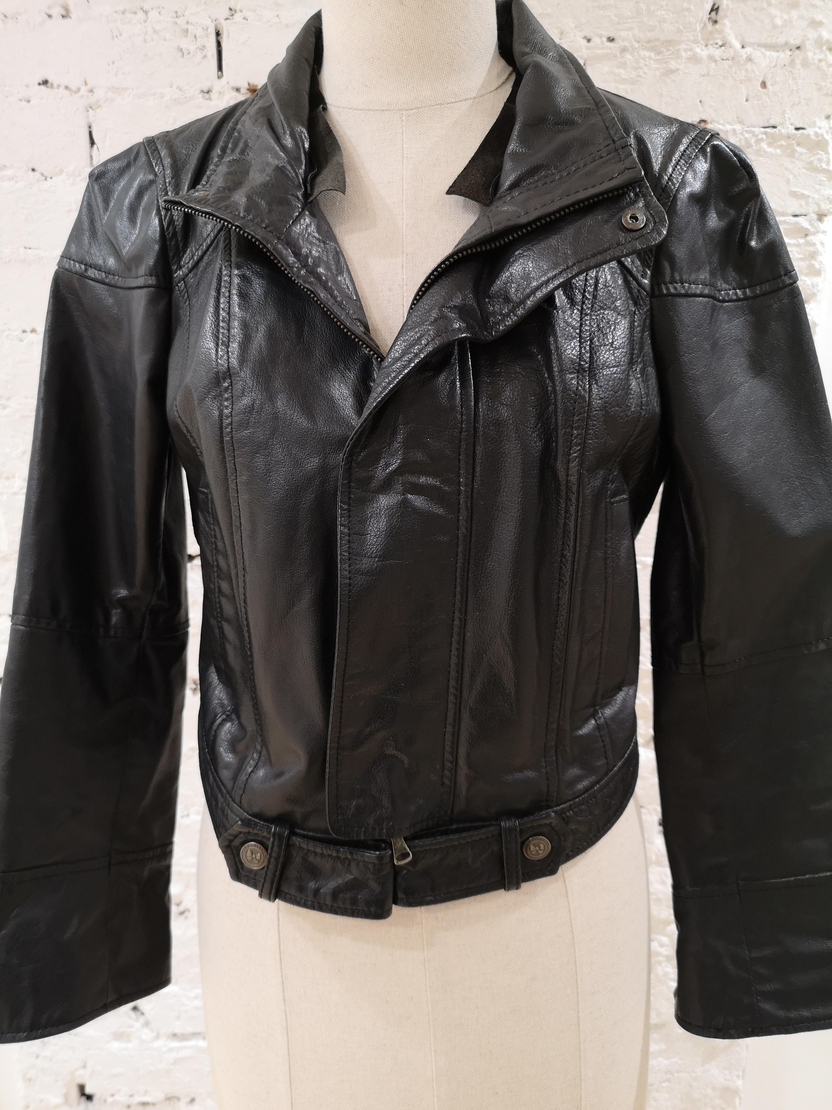 valentino black leather coat