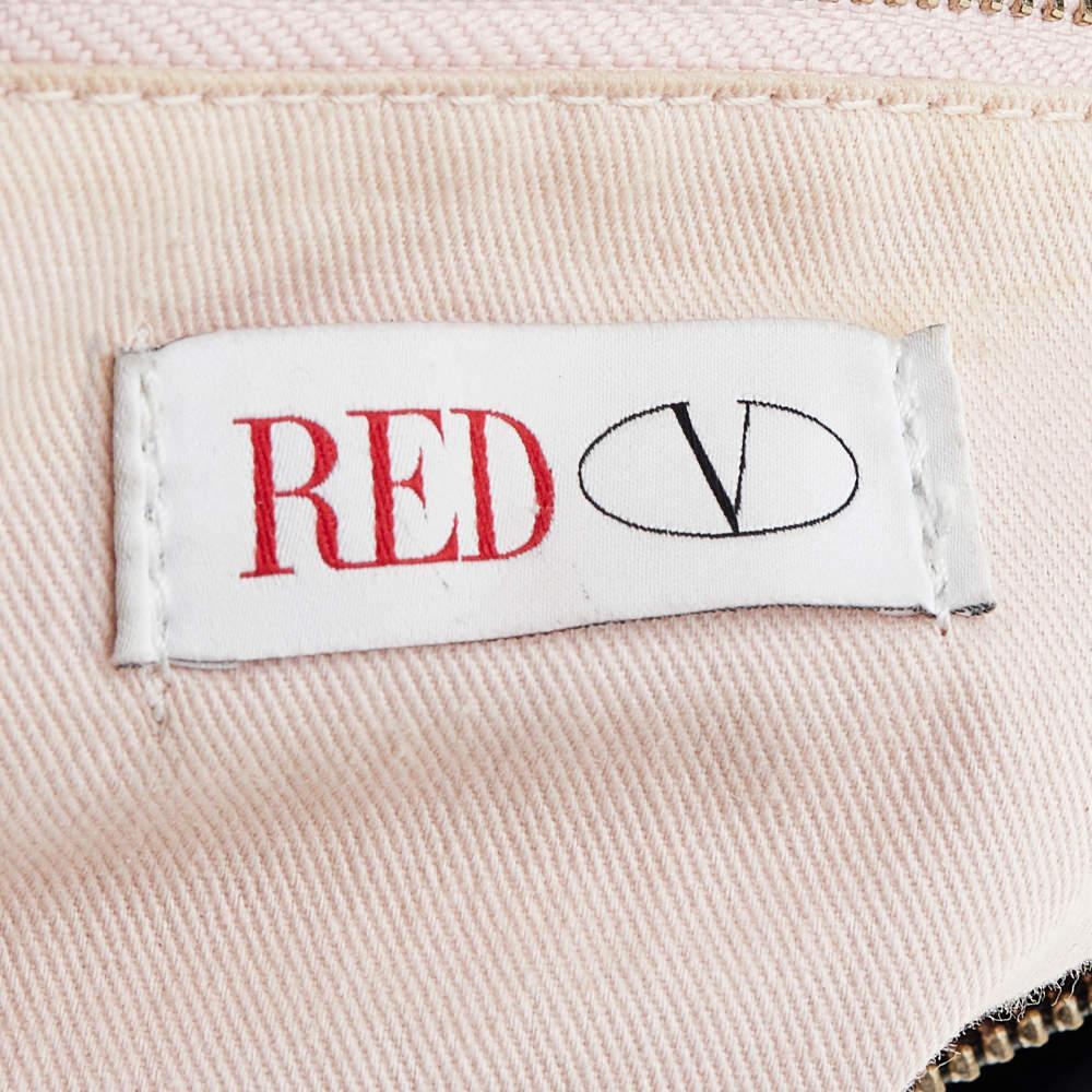 RED Valentino Boston Tasche aus schwarzem Leder mit Rüschen im Angebot 4