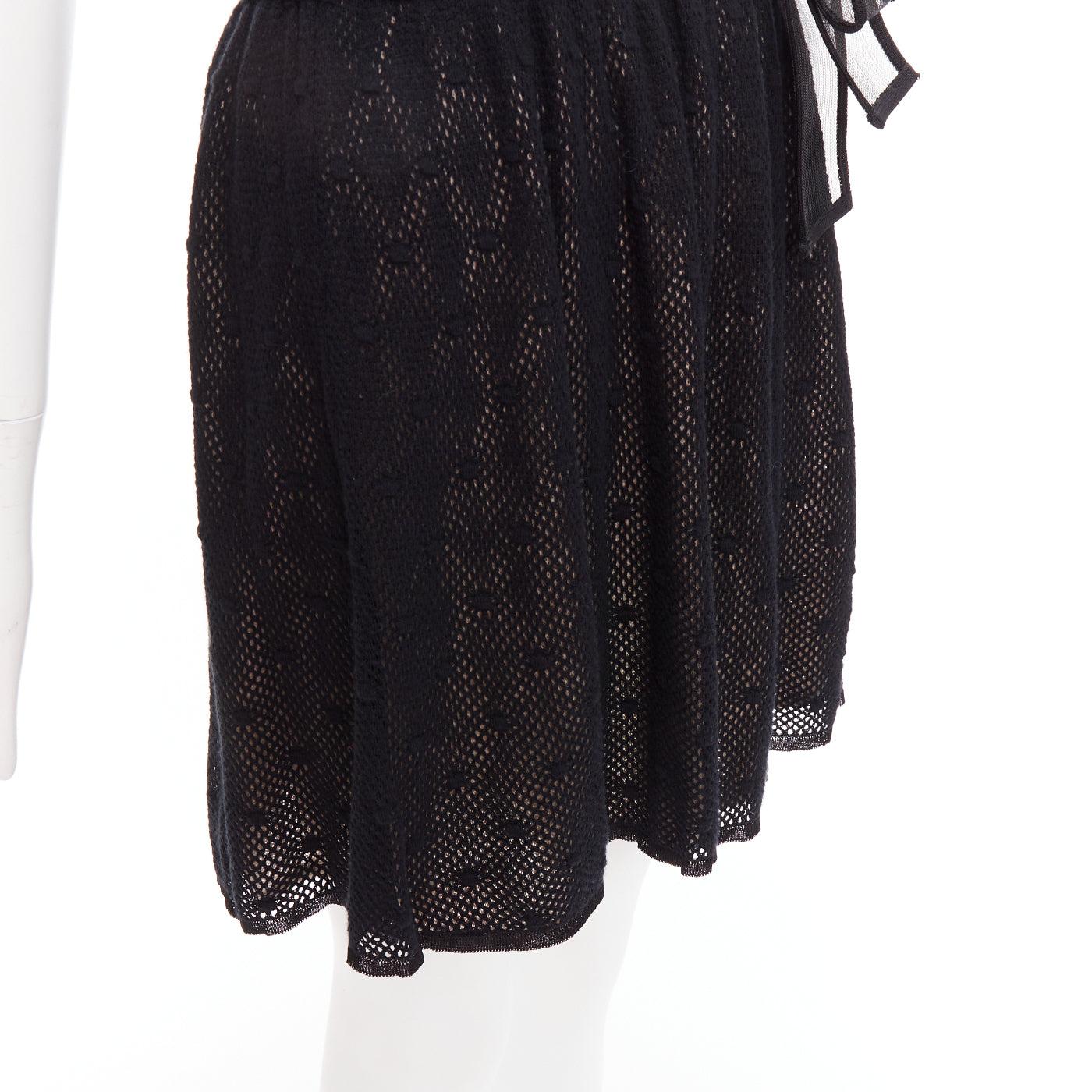 RED VALENTINO vestido sin tirantes negro de encaje con lazo rígido adornado en venta 3