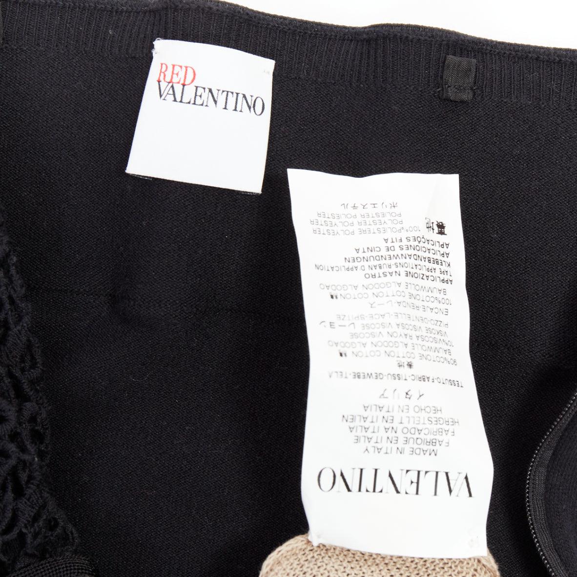 RED VALENTINO vestido sin tirantes negro de encaje con lazo rígido adornado en venta 4