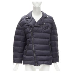 RED VALENTINO black nylon down feather padded biker jacket puffer IT40 S