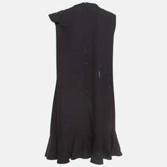 RED Valentino Black Sateen Ruffled Sleeveless Mini Dress L