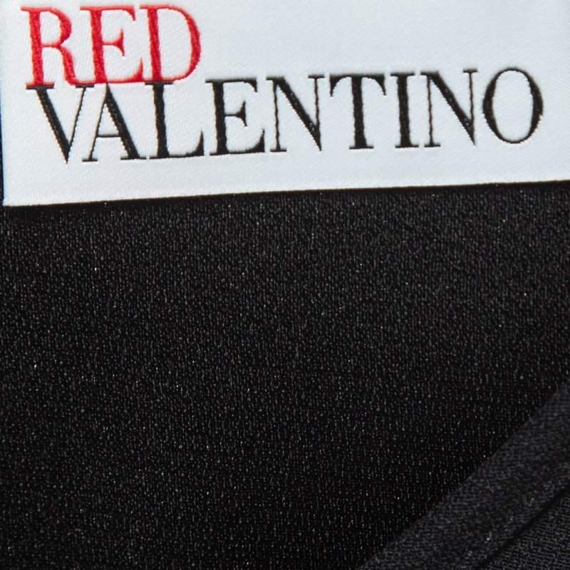 RED Valentino Black Sateen Ruffled Sleeveless Mini Dress L For Sale 1
