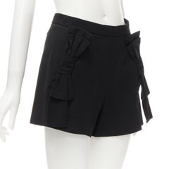 RED VALENTINO black viscose virgin wool XL bow high waist shorts IT38 XS