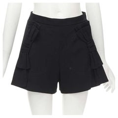 RED VALENTINO black viscose virgin wool XL bow high waist shorts IT38 XS