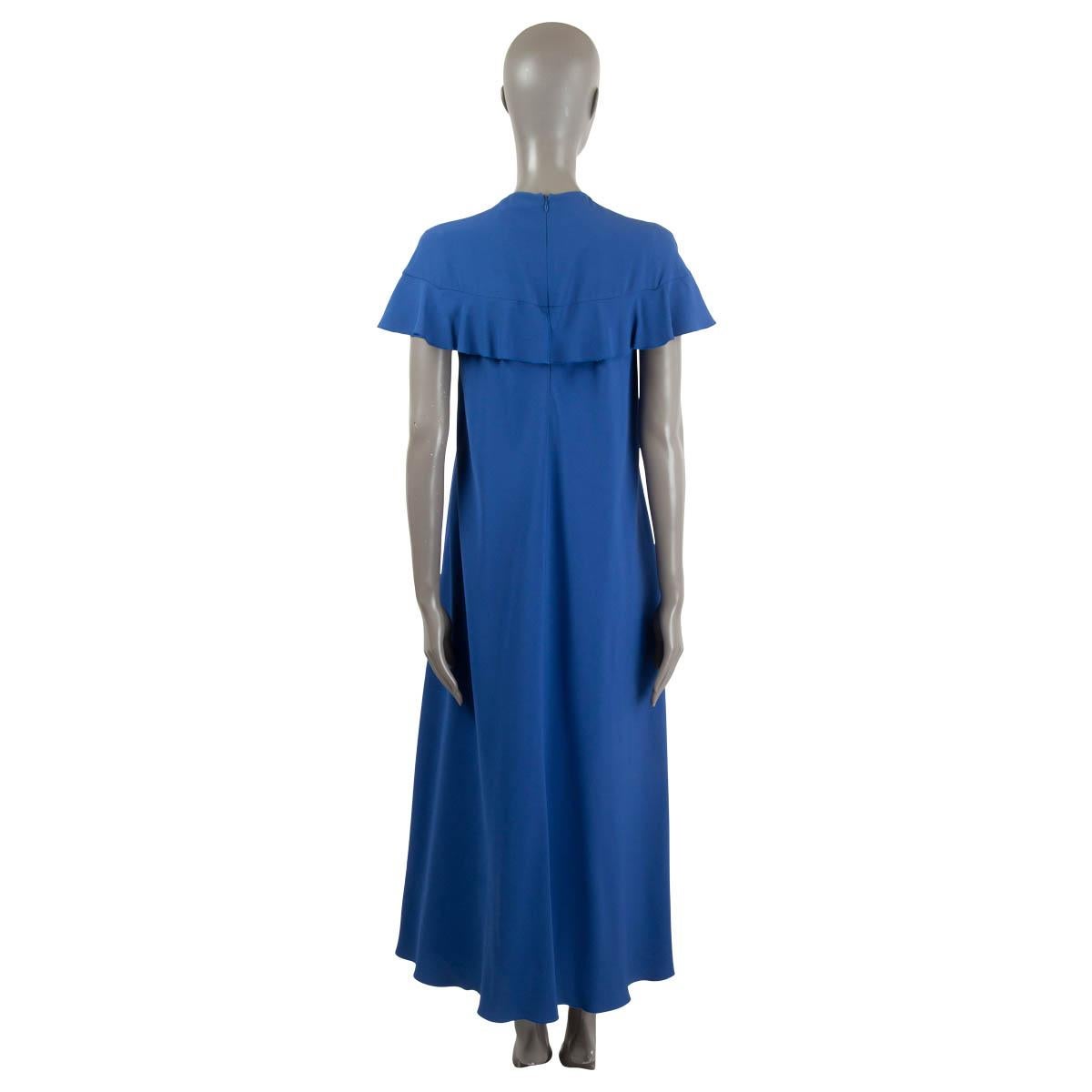 Blue RED VALENTINO blue silk CAPE-EFFECT CREPE MAXI Dress 42 M For Sale