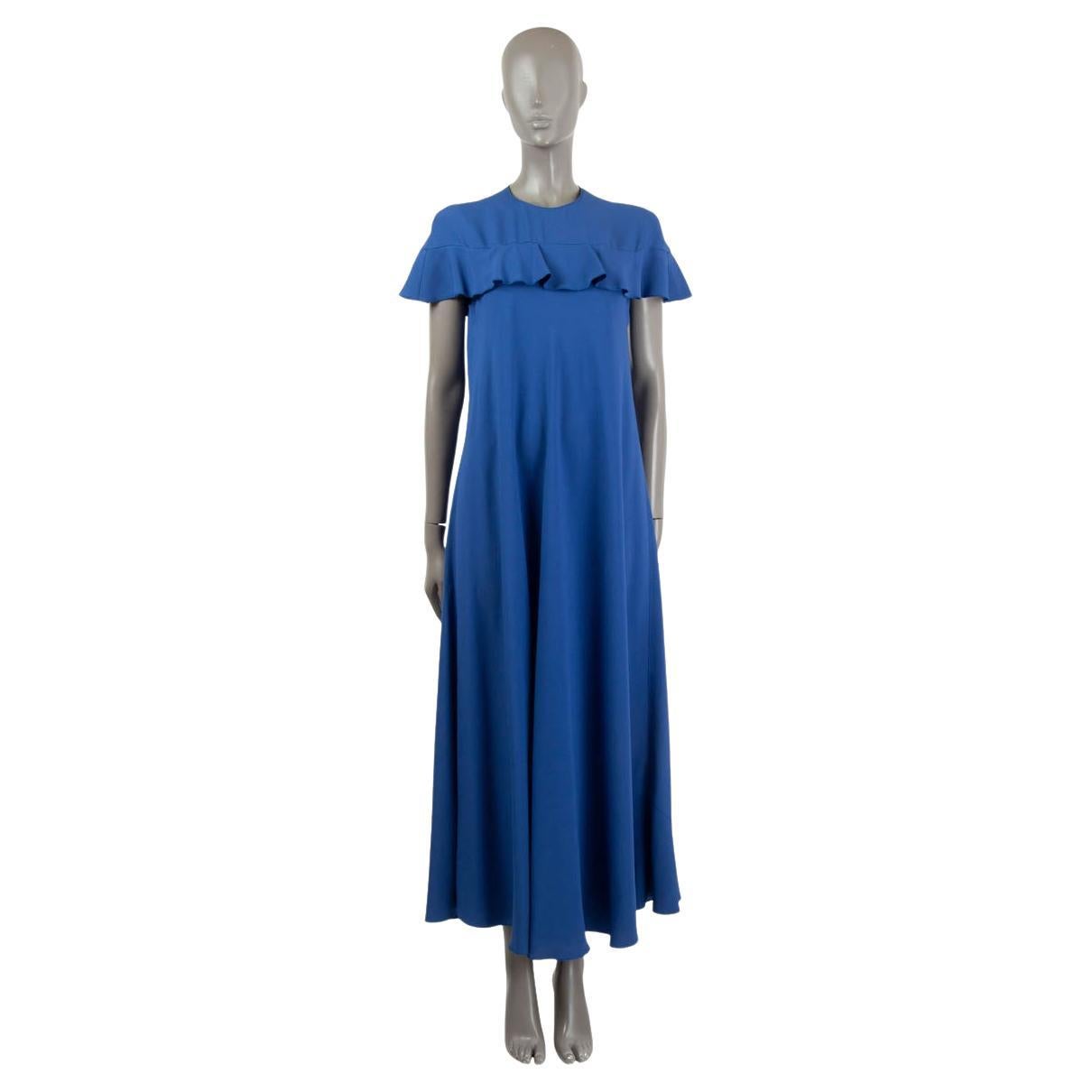 VALENTINO blaues CAPE-EFFECT CREPE MAXI Kleid aus Seide 42 M