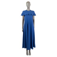 RED VALENTINO blue silk CAPE-EFFECT CREPE MAXI Dress 42 M