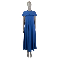 RED VALENTINO blue silk CAPE-EFFECT CREPE MAXI Dress 42 M