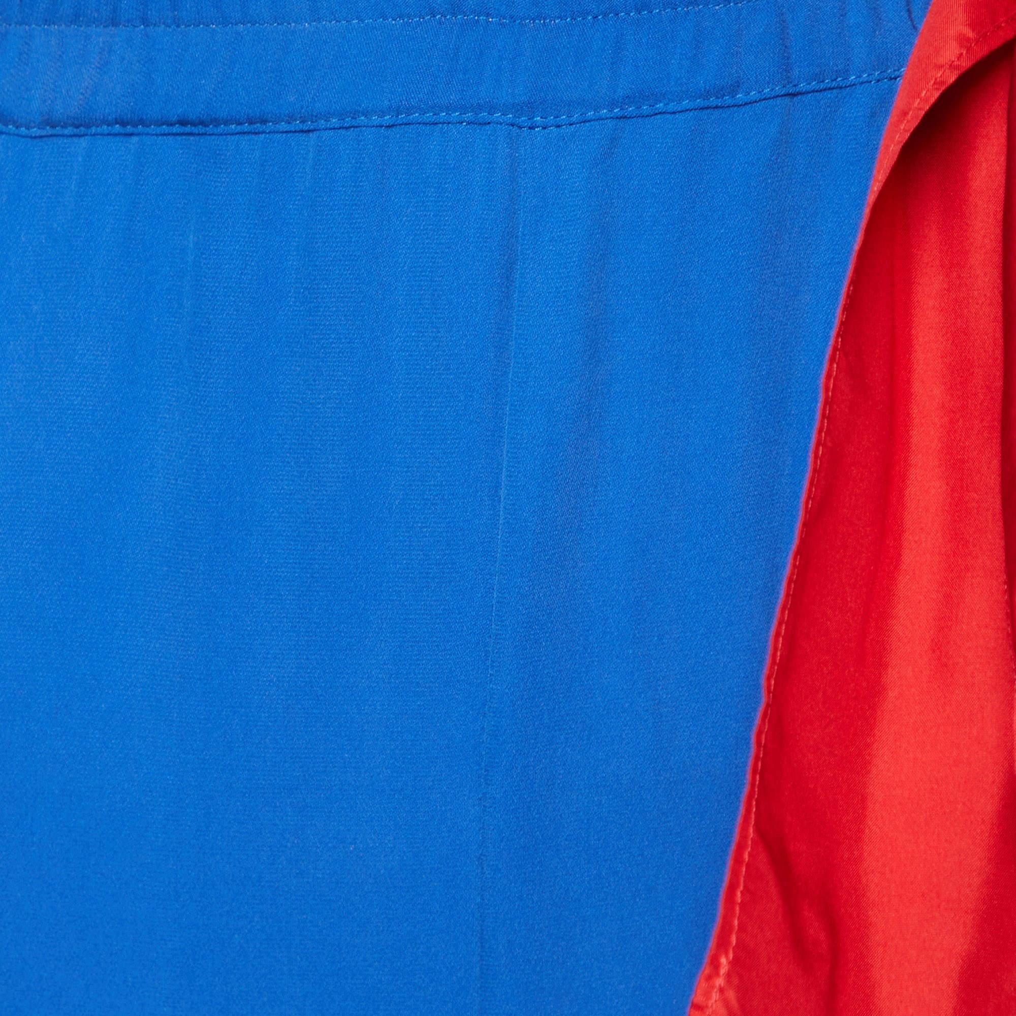 RED Valentino Blue Silk Contrast Tie Detail Joggers M In Good Condition For Sale In Dubai, Al Qouz 2