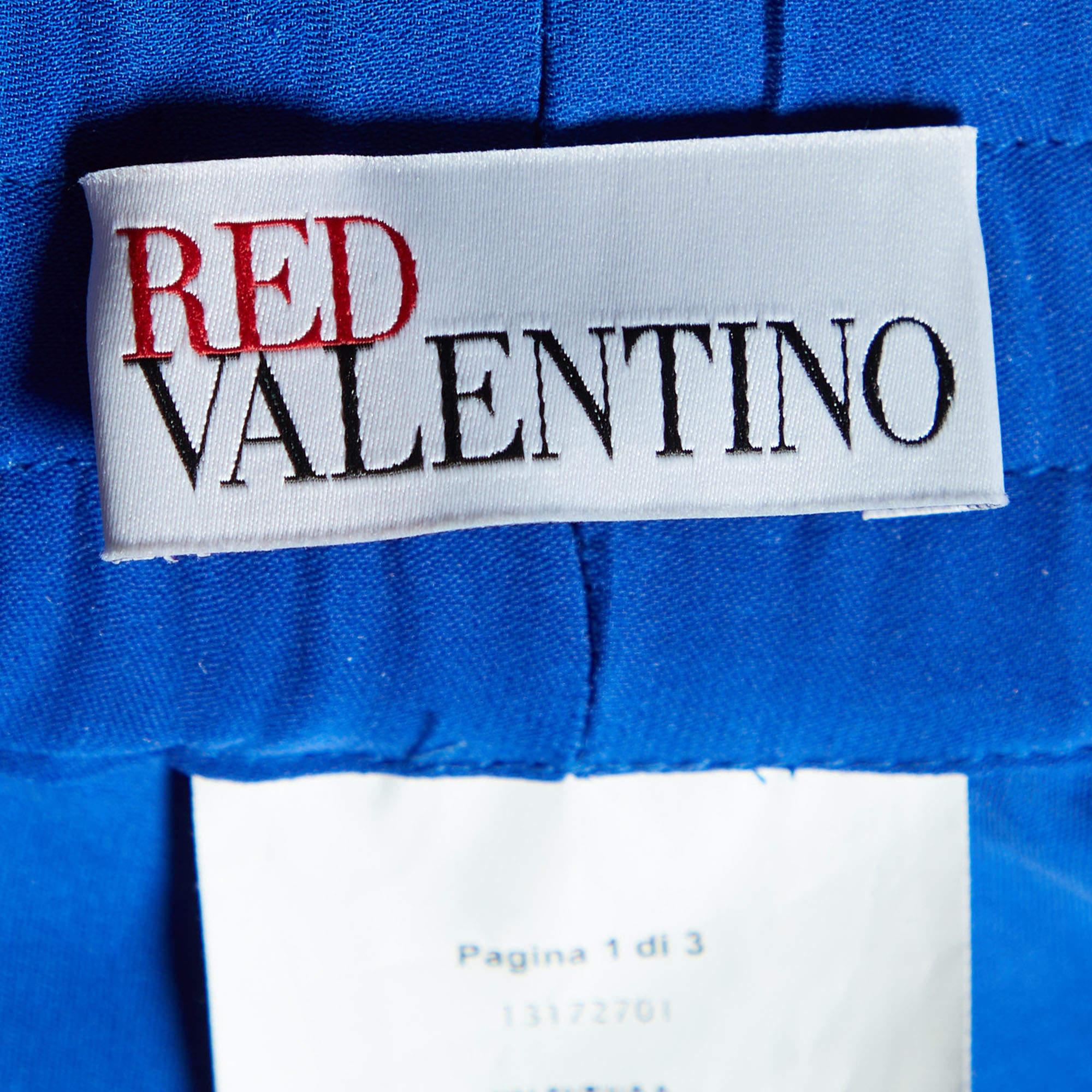 Women's RED Valentino Blue Silk Contrast Tie Detail Joggers M For Sale
