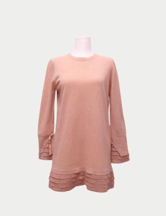 Red Valentino Blush Pink Knit Sweater with Layered Hem Detail - L