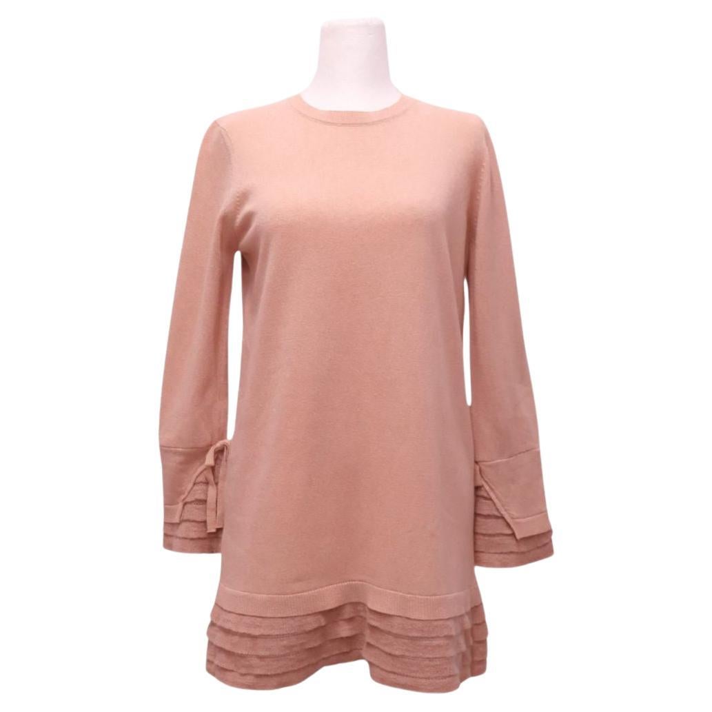 Maglione in maglia rosa Valentino con dettaglio sull'orlo a strati - L.A. in vendita