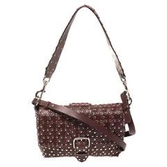 RED Valentino Burgundy Leather Flower Puzzle Crossbody Bag