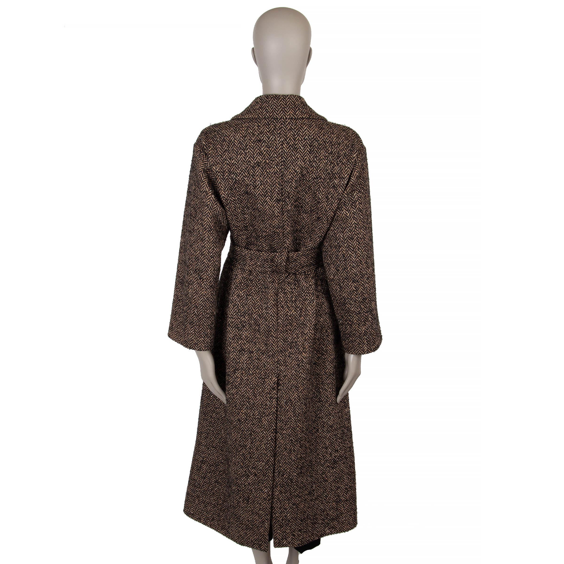 Nero RED VALENTINO cammello e lana nera 2019 HERRINGBONE TWEED Giacca Cappotto 42 M. in vendita