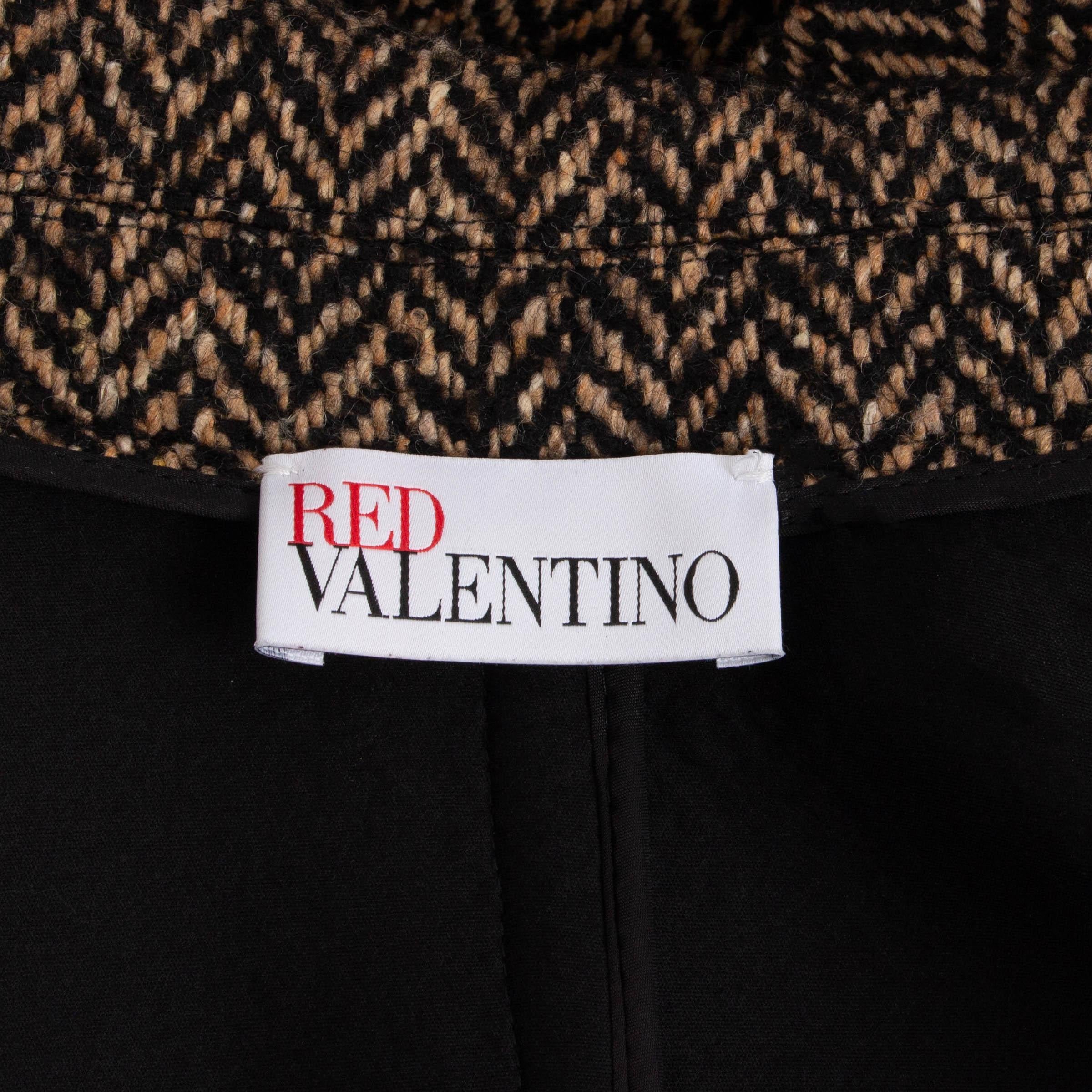 RED VALENTINO cammello e lana nera 2019 HERRINGBONE TWEED Giacca Cappotto 42 M. in vendita 1