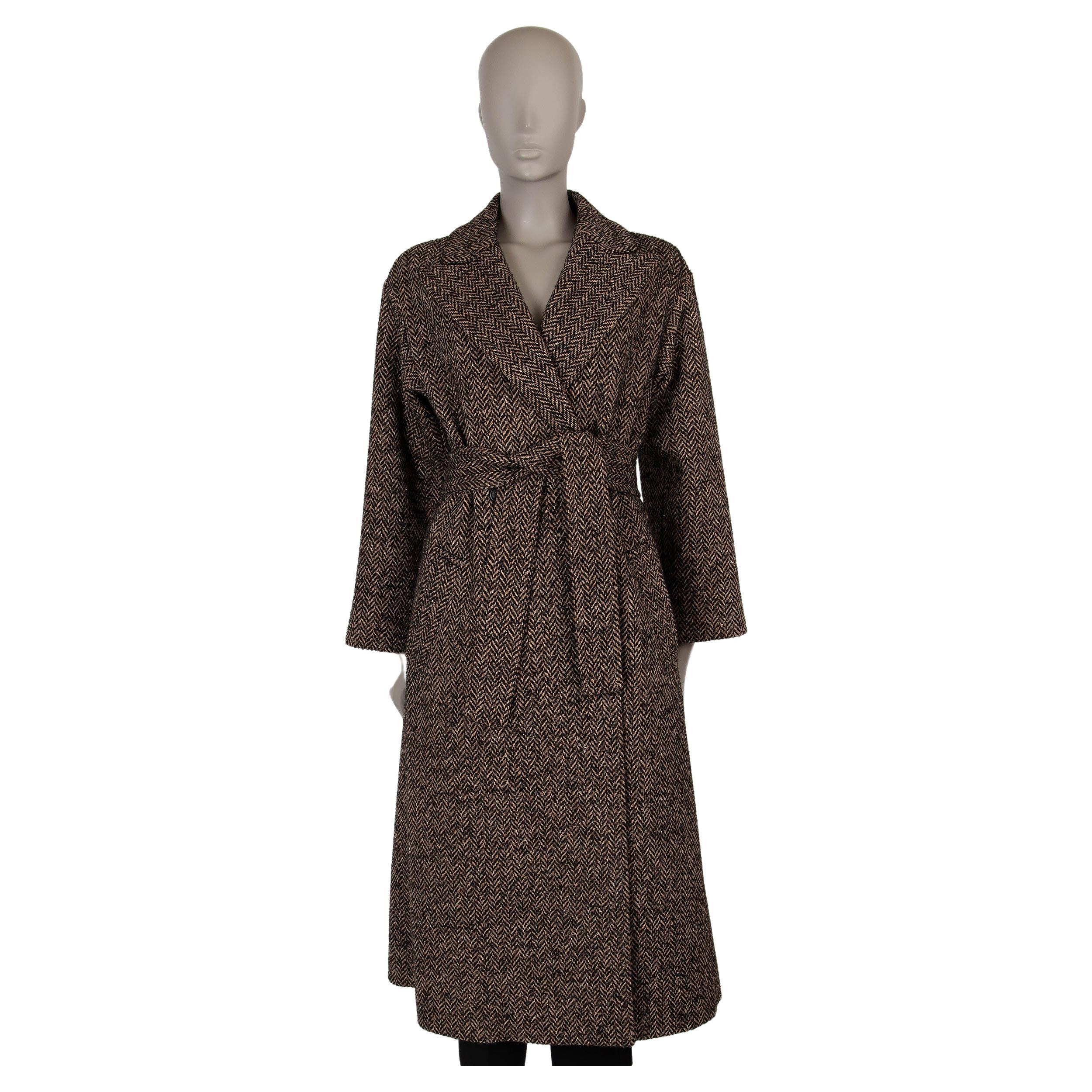 RED VALENTINO cammello e lana nera 2019 HERRINGBONE TWEED Giacca Cappotto 42 M. in vendita