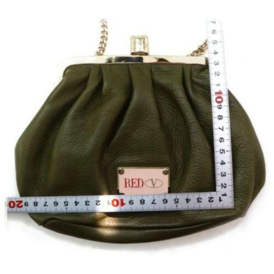 RED Valentino Chain Green Evening Kisslock 872894 Olive Leather Shoulder Bag For Sale 1