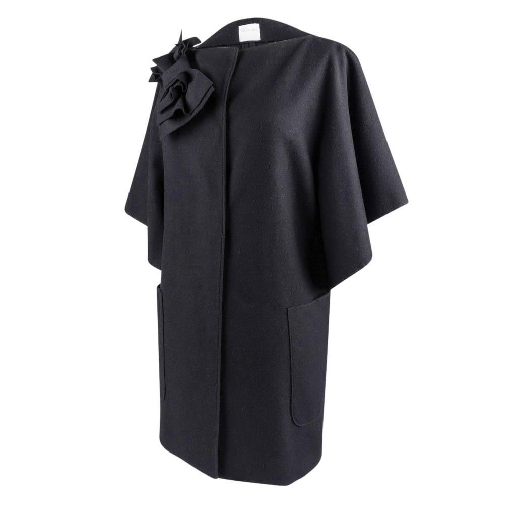 RED VALENTINO coat jet black chic 3/4 sleeve bold bow  40 6 1