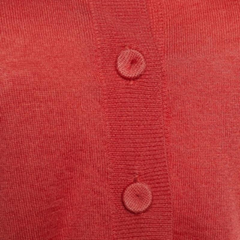 Rote Valentino Koralle Rosa Strickjacke mit Knopfleiste vorne M (Orange) im Angebot