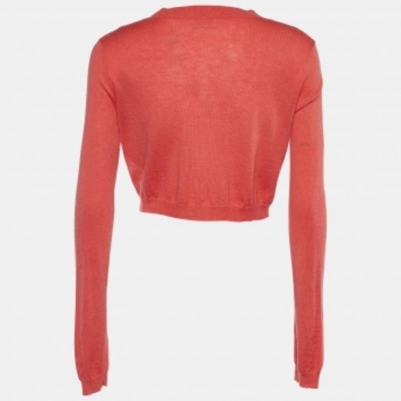 Rote Valentino Koralle Rosa Strickjacke mit Knopfleiste vorne M im Zustand „Gut“ im Angebot in Dubai, Al Qouz 2