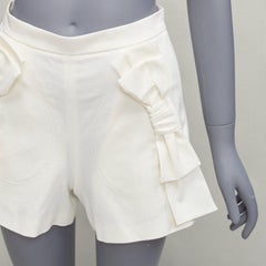 RED VALENTINO cream ribbon bow detail pockets wide shorts IT36 XXS