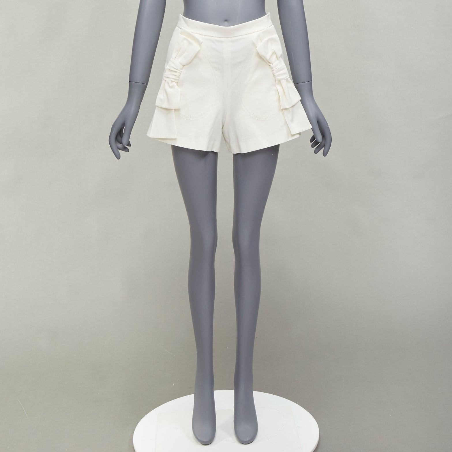 RED VALENTINO cream ribbon bow detail pockets wide shorts IT36 XXS For Sale 6