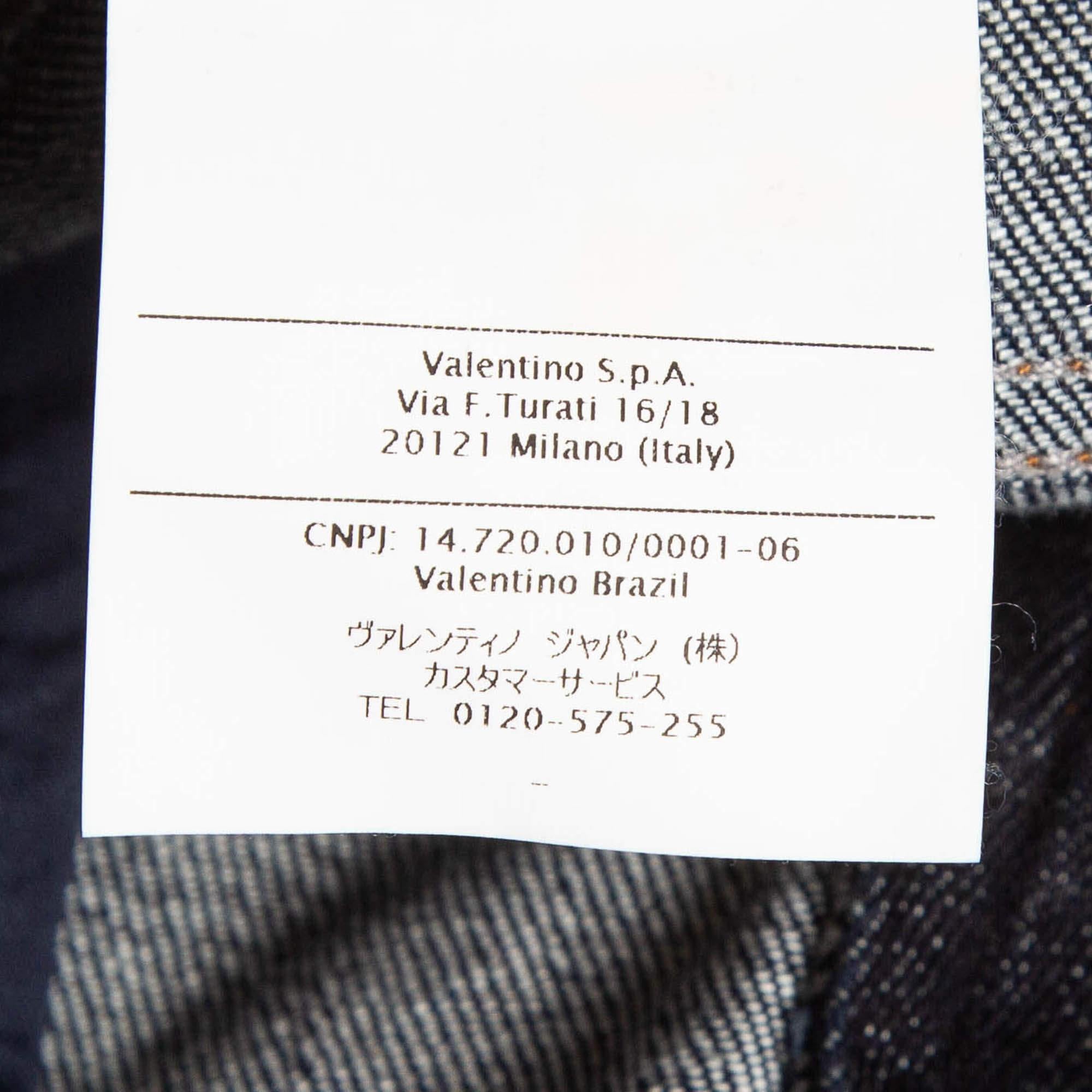 RED Valentino Dark Blue Denim Fringed Shorts S For Sale 3