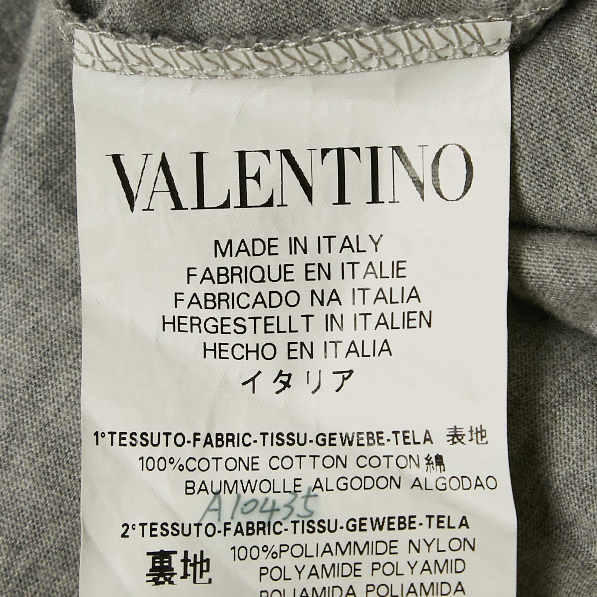 Women's RED Valentino Grey/Black Tulle and Cotton Knit Ruffled Mini Dress S For Sale