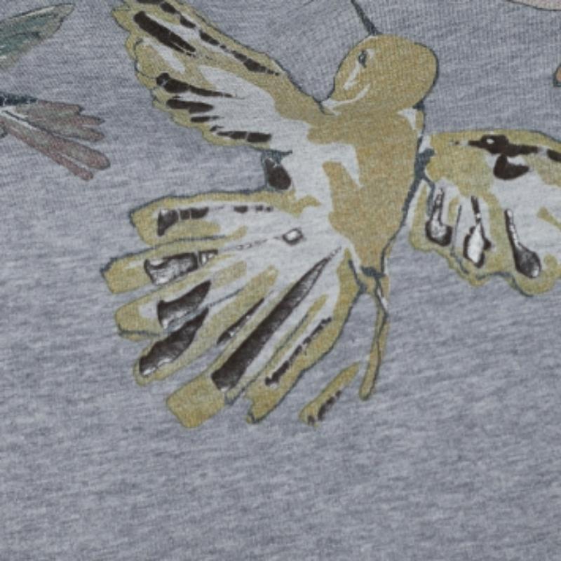 Gris Valentino - T-shirt à manches courtes en coton gris imprimé oiseaux L en vente