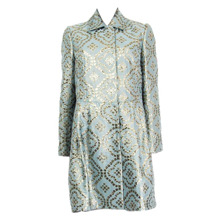 RED VALENTINO grey and gold BROCADE Coat Jacket 44 L For Sale at 1stDibs