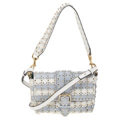 Red Valentino Grey/White Leather Flower Puzzle Shoulder Bag